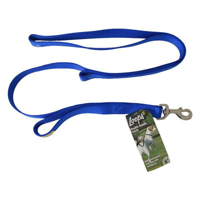 Loops 2 Double Nylon Handle Leash - Blue - 076484099823