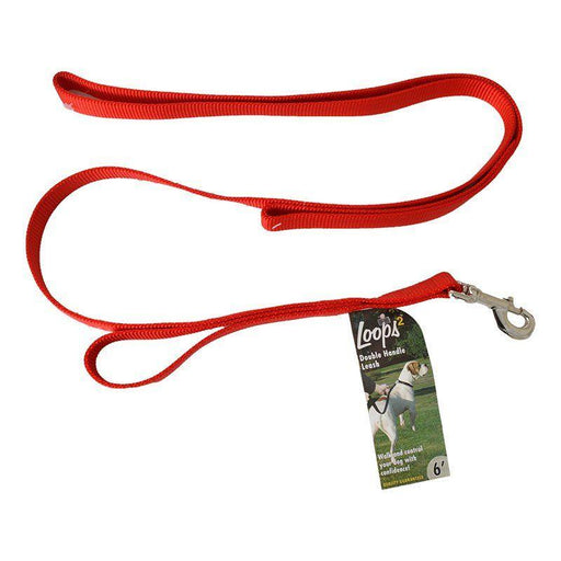 Loops 2 Double Nylon Handle Leash - Red - 076484099816