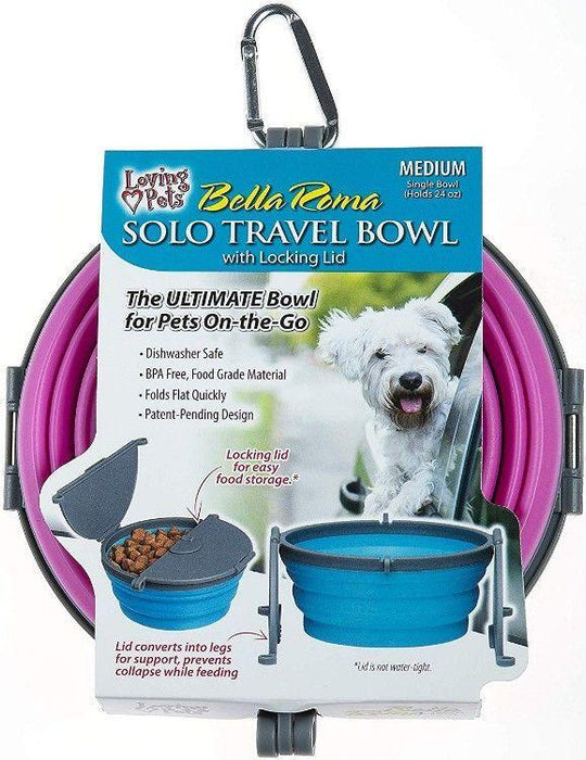 Loving Pets Bella Roma Pink Travel Bowl - 842982079830