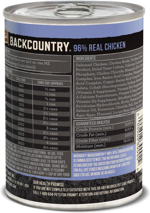 Merrick Backcountry Grain Free Backcountry 96% Chicken Recipe Canned Dog Food - 022808371014