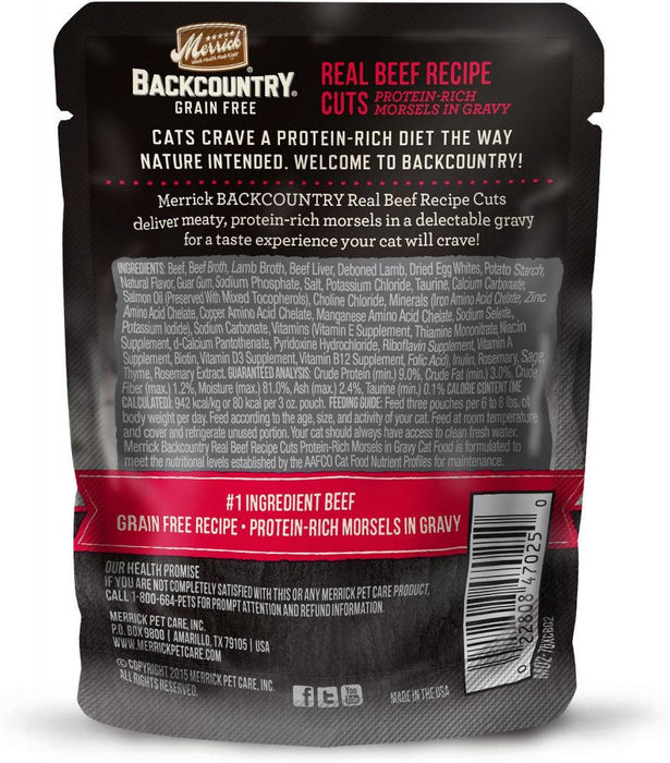 Merrick Backcountry Grain Free Real Beef Cuts Recipe Cat Food Pouch - 022808471257