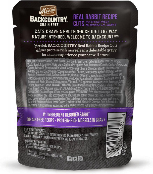 Merrick Backcountry Grain Free Real Rabbit Cuts Recipe Cat Food Pouch - 022808471233