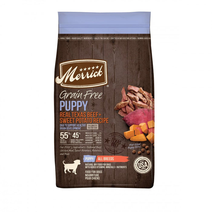 Merrick Dry Puppy Food Real Beef & Sweet Potato Grain Free Dog Food Recipe - 022808384823