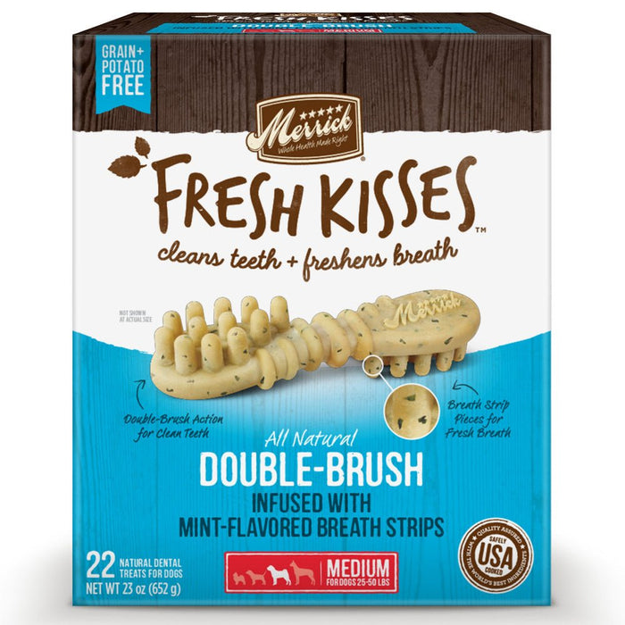 Merrick Fresh Kisses Dog Dental Treats With Mint Breath Strips Dog Treats for Medium Breeds - 022808660422