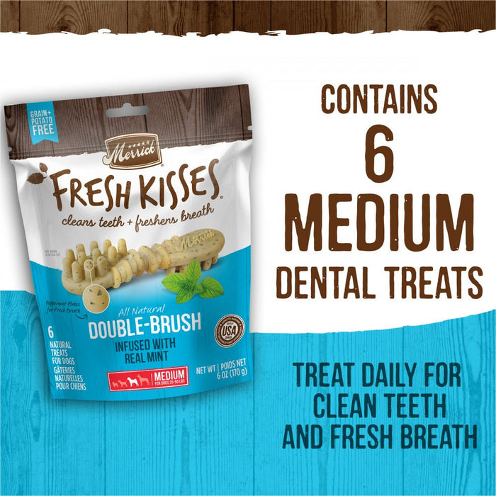 Merrick Fresh Kisses Dog Dental Treats With Mint Breath Strips Dog Treats for Medium Breeds - 022808660422