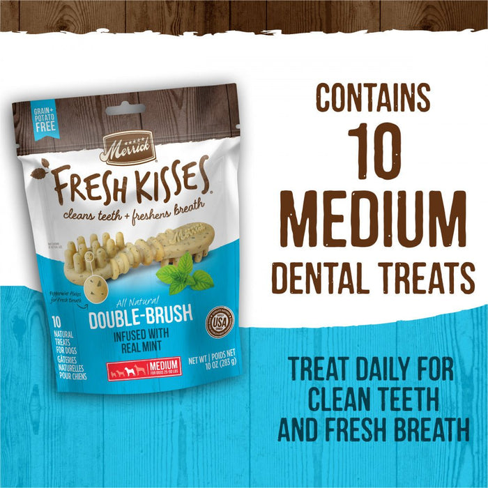 Merrick Fresh Kisses Dog Dental Treats With Mint Breath Strips Dog Treats for Medium Breeds - 022808660422