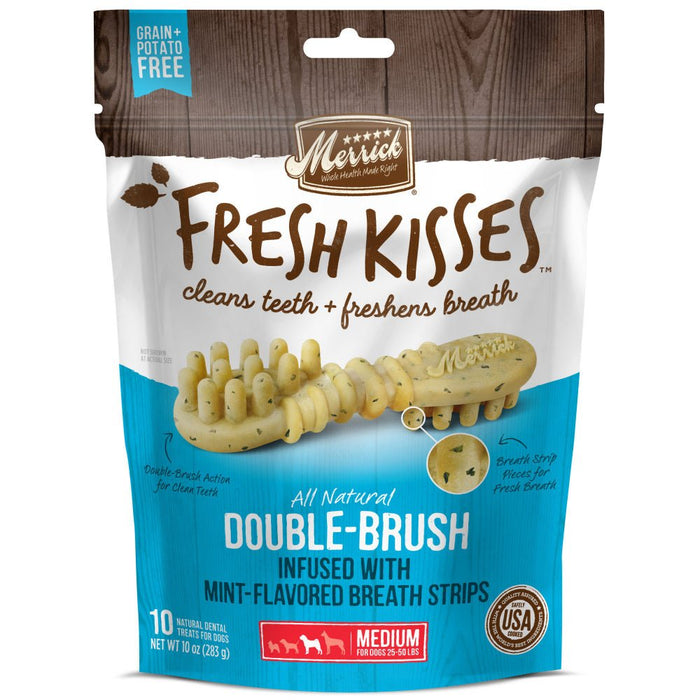 Merrick Fresh Kisses Dog Dental Treats With Mint Breath Strips Dog Treats for Medium Breeds - 022808660422