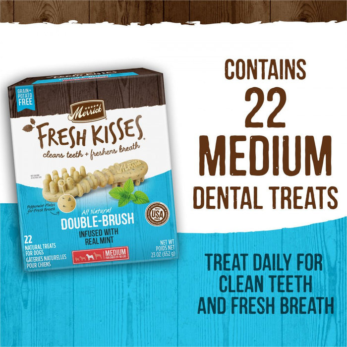 Merrick Fresh Kisses Dog Dental Treats With Mint Breath Strips Dog Treats for Medium Breeds - 022808660422