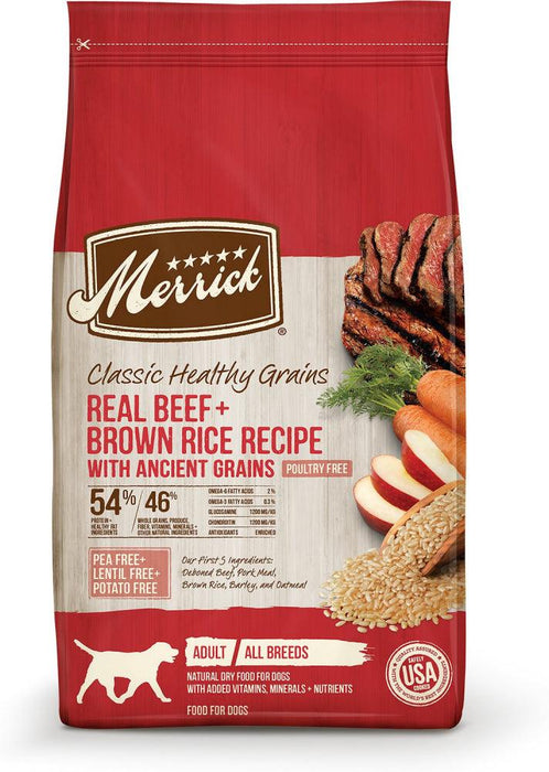 Merrick Healthy Grains Premium Adult Dry Dog Food, Wholesome And Natural Kibble With Beef And Brown Rice - 022808353041