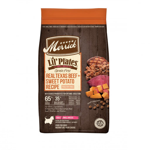 Merrick Lil Plates Small Breed Dog Food Grain Free Real Texas Beef & Sweet Potato Recipe Small Dog Food - 022808260066