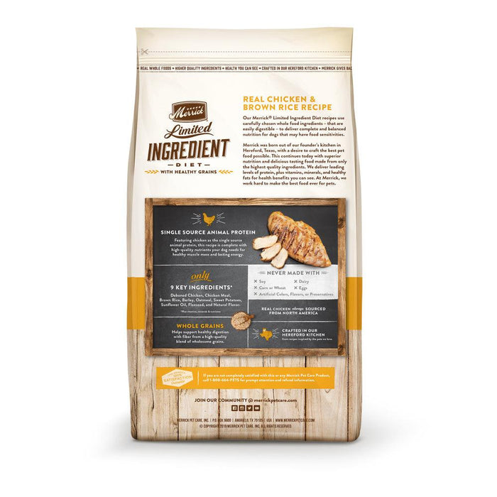 Merrick Limited Ingredient Diet Dry Dog Food Real Chicken & Brown Rice Recipe with Healthy Grains - 022808390879