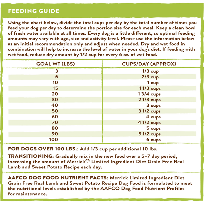 Merrick Limited Ingredient Diet Grain Free Real Lamb & Sweet Potato Recipe Dry Dog Food - 022808390756