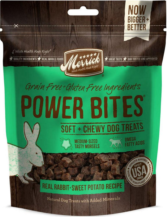 Merrick Power Bites Grain Free Rabbit Recipe Dog Treats - 022808785323