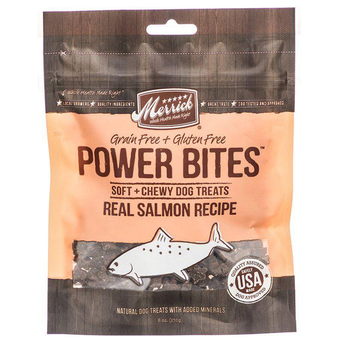 Merrick Power Bites Soft & Chewy Dog Treats - Real Salmon Recipe - 022808785255