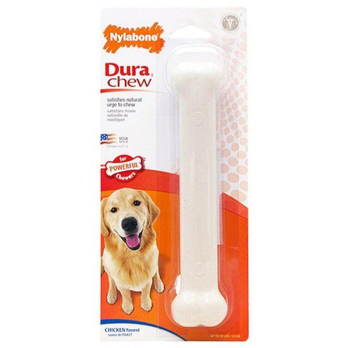 Nylabone Dura Chew Smooth White Dog Bone - Chicken Flavor - 018214778134