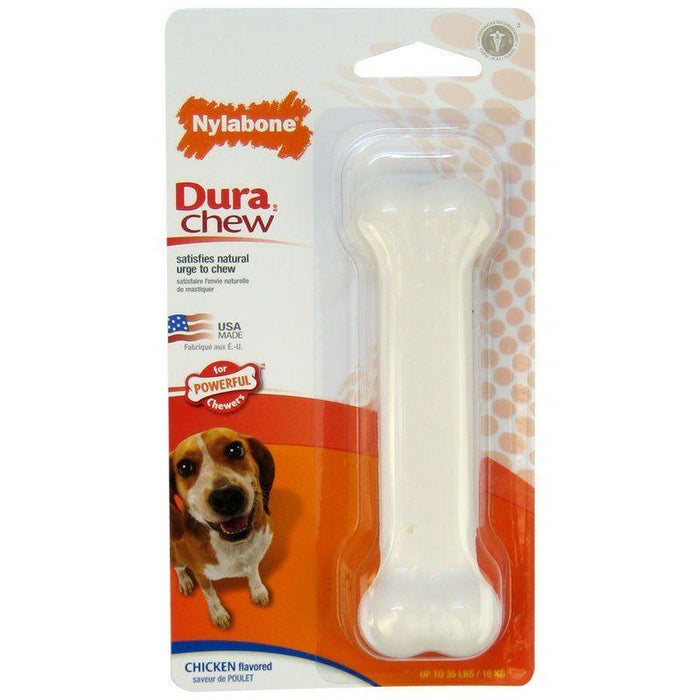 Nylabone Dura Chew Smooth White Dog Bone - Chicken Flavor - 018214778127