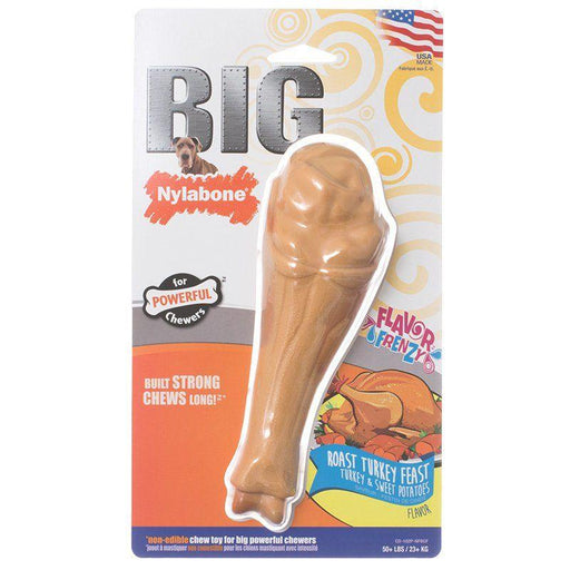 Nylabone Flavor Frenzy Big Chew Turkey Leg - Roast Turkey Feast with Turkey & Sweet Potato Flavors - 018214834144