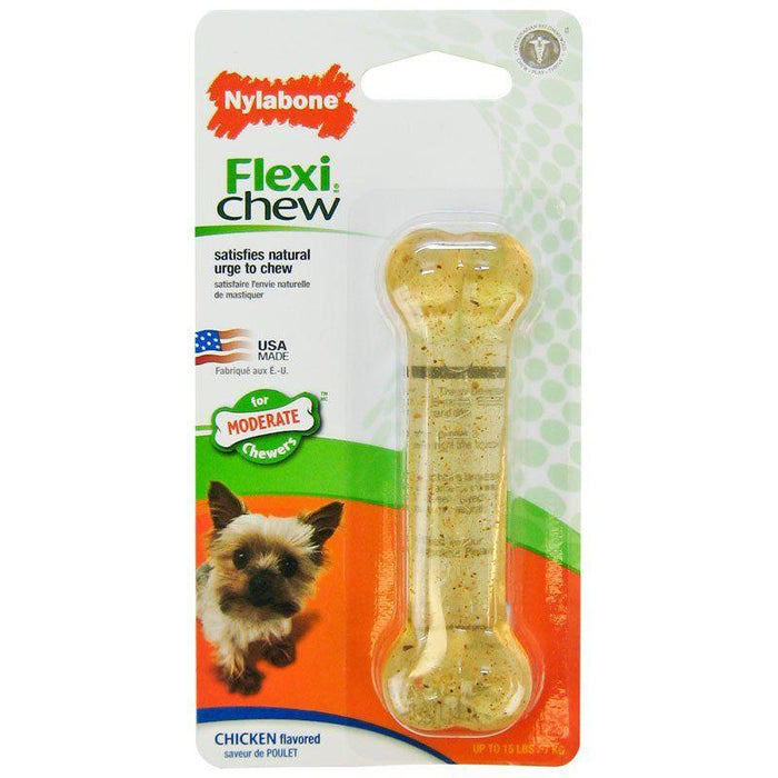 Nylabone Flexi Chew Dog Bone - Chicken Flavor - 018214778158