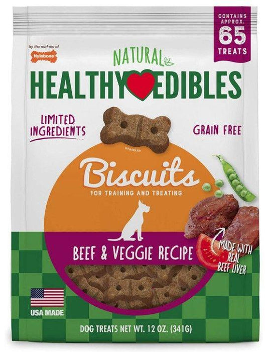 Nylabone Healthy Edibles All Natural Grain Free Limited Ingredient Beef and Veggie Biscuits - 018214844891