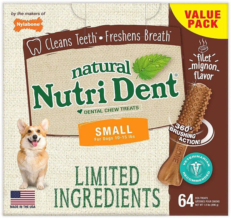 Nylabone Natural Nutri Dent Filet Mignon Dental Chews - Limited Ingredients - 018214842811