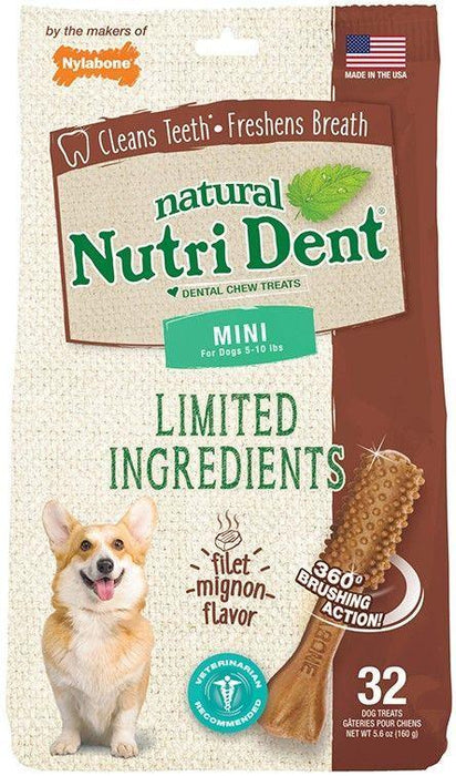 Nylabone Natural Nutri Dent Filet Mignon Dental Chews - Limited Ingredients - 018214842767