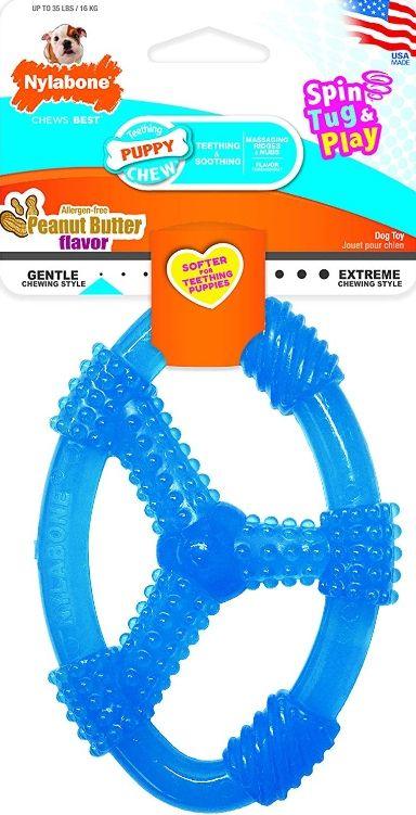 Nylabone Puppy Chew Ring Peanut Butter Toy - Wolf - 018214846307