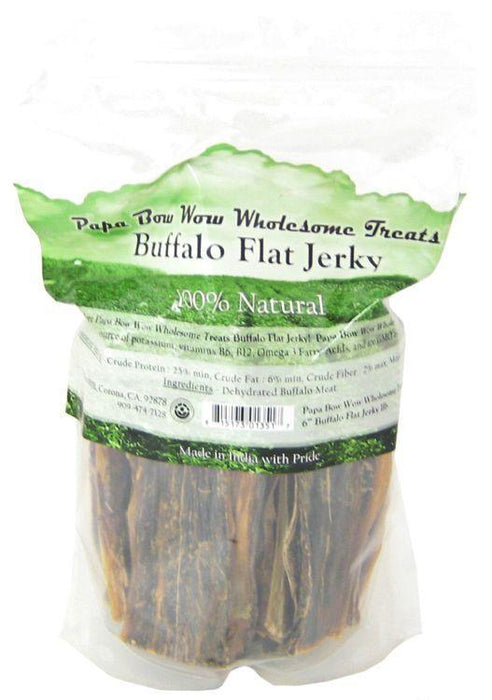 Papa Bow Wow Buffalo Flat Jerky - 6" Long - 815173013517