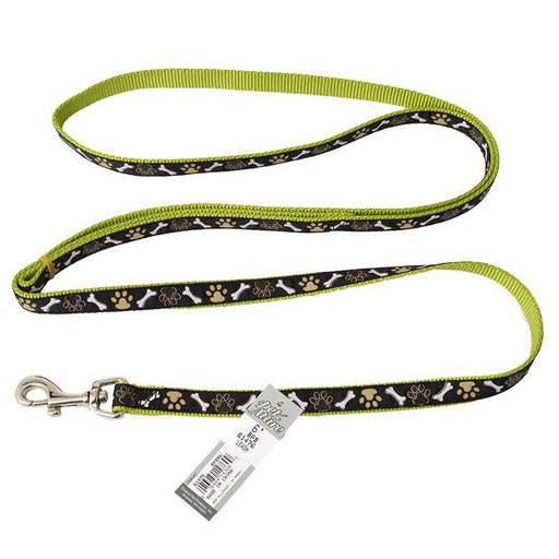 Pet Attire Ribbon Brown Paws & Bones Nylon Dog Leash - 076484147609