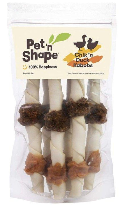 Pet n Shape Chik'N Duck Kabobs All Natural Rawhide Dog Treats - 032657177064