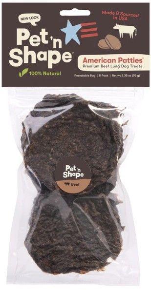 Pet 'n Shape Natural American Patties Beef Lung Dog Treats - 032657250057