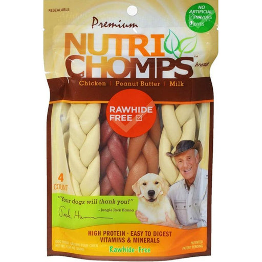 Premium Nutri Chomps Rawhide Free Chicken, Peanut Butter, Milk Dog Treats - 015958988157