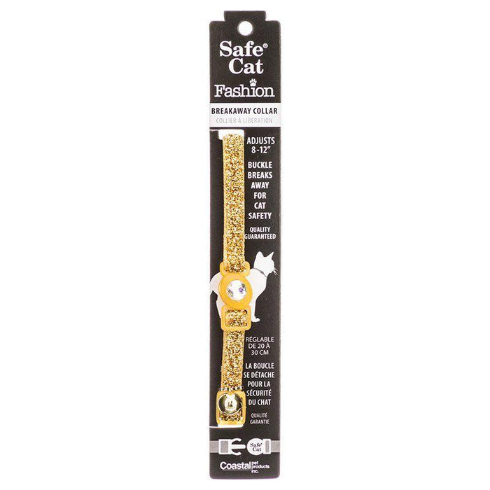 Safe Cat Jeweled Adjustable Breakaway Cat Collar - Gold Glitter - 076484672361