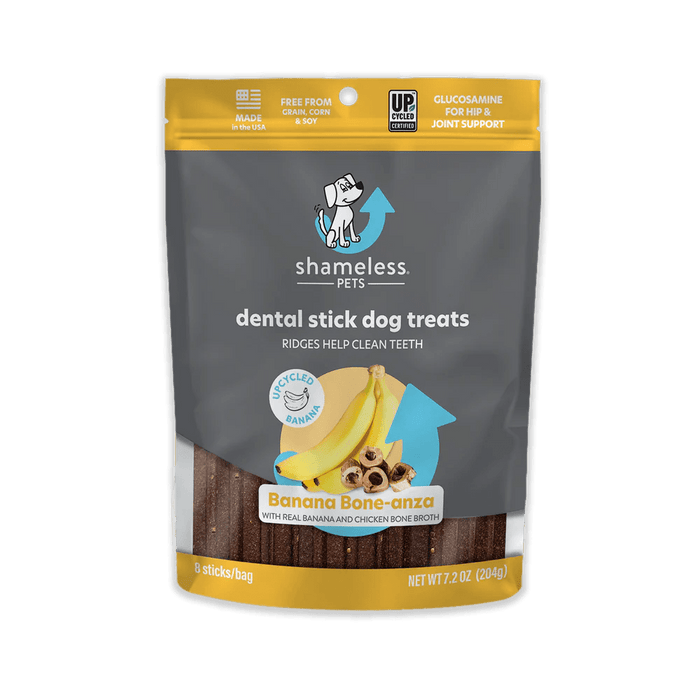 Shameless Pets Banana Bone-Anza Dental Sticks, 7.2 oz - 850010897288