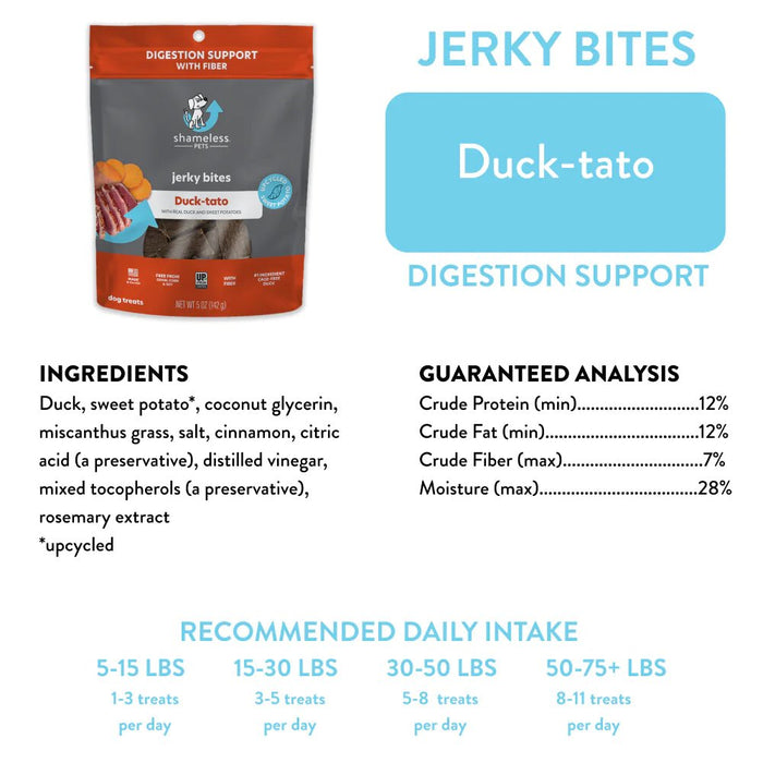 Shameless Pets Duck-Tato Jerky Bites, 5 oz - 850010897240