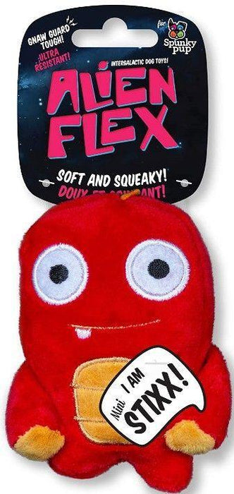 Spunky Pup Alien Flex Mini Stixx Plush Dog Toy - 857874006023