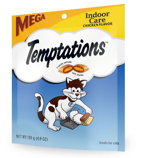 Temptations Indoor Care Crunchy and Soft Cat Treats, Chicken Flavor Cat Treats - 023100107769