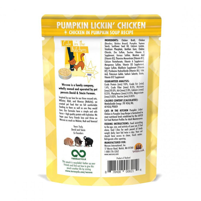 Weruva Cats In the Kitchen Pumpkin Lickin Chicken Pouches Wet Cat Food - 878408001710