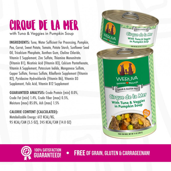 Weruva Cirque de la Mer with Tuna & Veggies in Pumpkin Soup Canned Dog Food - 878408004407