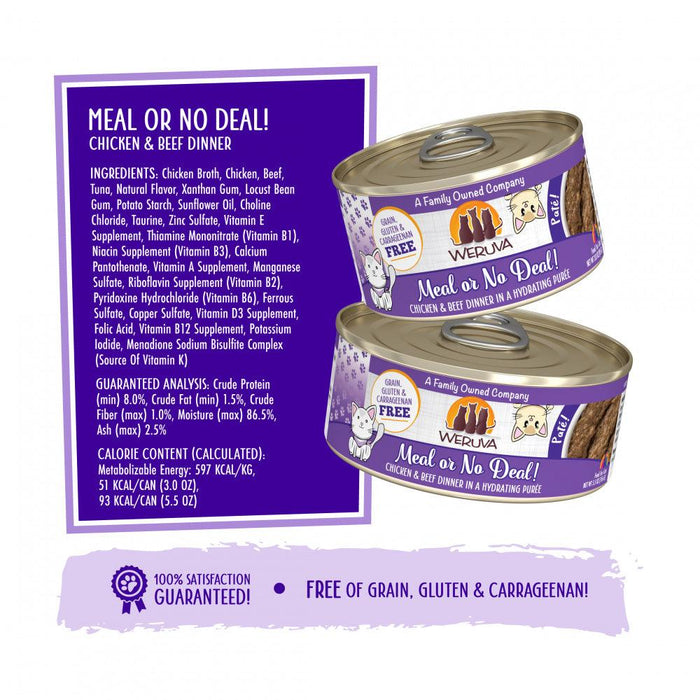 Weruva Classic Cat Pate Meal or No Deal! with Chicken & Beef Canned Cat Food - 813778018432