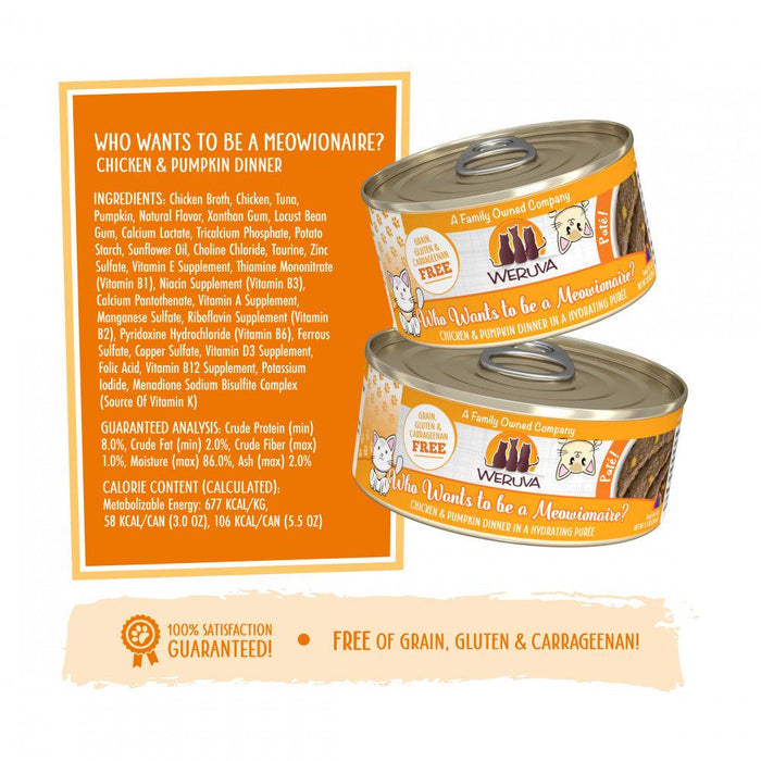 Weruva Classic Cat Pate Who wants to be a Meowionaire with Chicken & Pumpkin Canned Cat Food - 813778018425