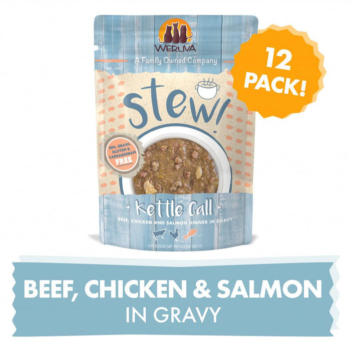 Weruva Classic Cat Stews! Kettle Call with Beef Chicken & Salmon in Gravy Canned Cat Food - 813778017794