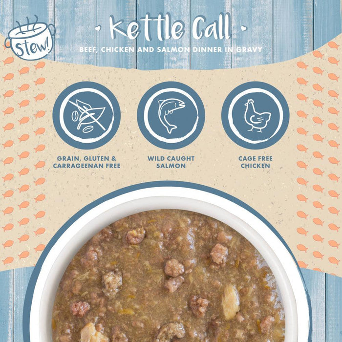 Weruva Classic Cat Stews! Kettle Call with Beef Chicken & Salmon in Gravy Canned Cat Food - 813778017794