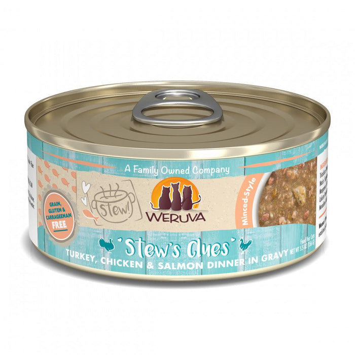 Weruva Classic Cat Stews! Stew's Clues with Turkey Chicken & Salmon in Gravy Canned Cat Food - 813778018159