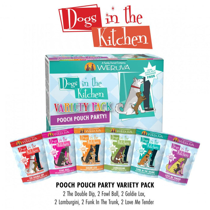 Weruva Dogs in the Kitchen Grain Free Pooch Pouch Party! Variety Pack Wet Dog Food Pouches - 878408001611