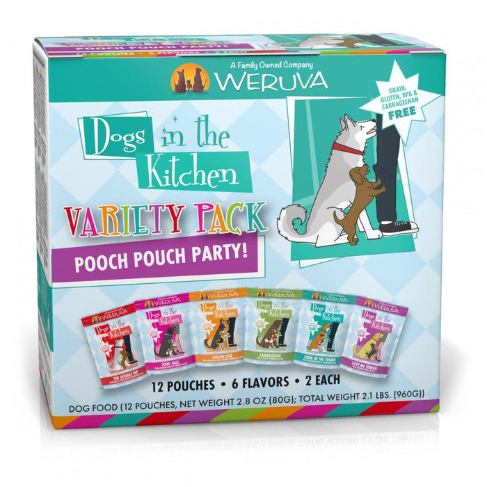 Weruva Dogs in the Kitchen Grain Free Pooch Pouch Party! Variety Pack Wet Dog Food Pouches - 878408001611