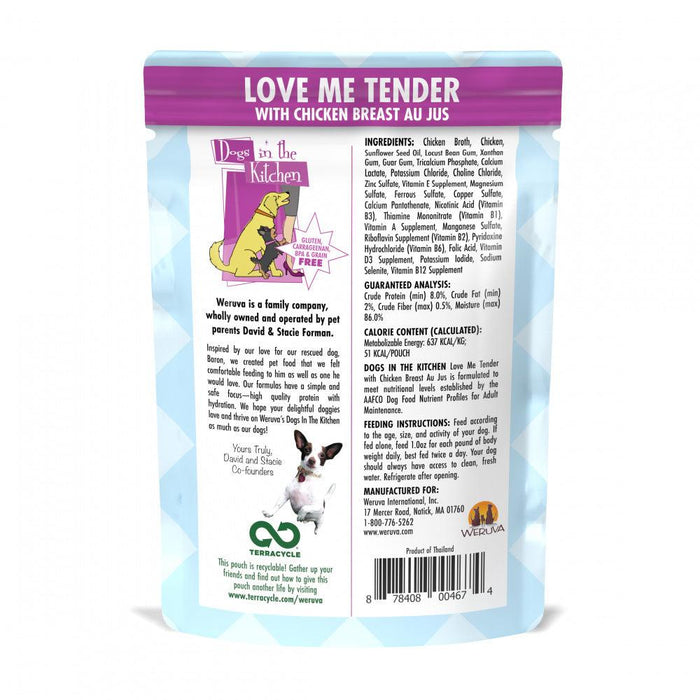 Weruva Dogs in the Kitchen Love Me Tender Grain Free Chicken Dog Food Pouch - 878408004612