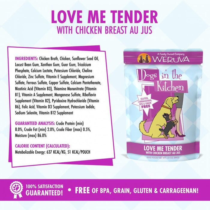 Weruva Dogs in the Kitchen Love Me Tender Grain Free Chicken Dog Food Pouch - 878408004612