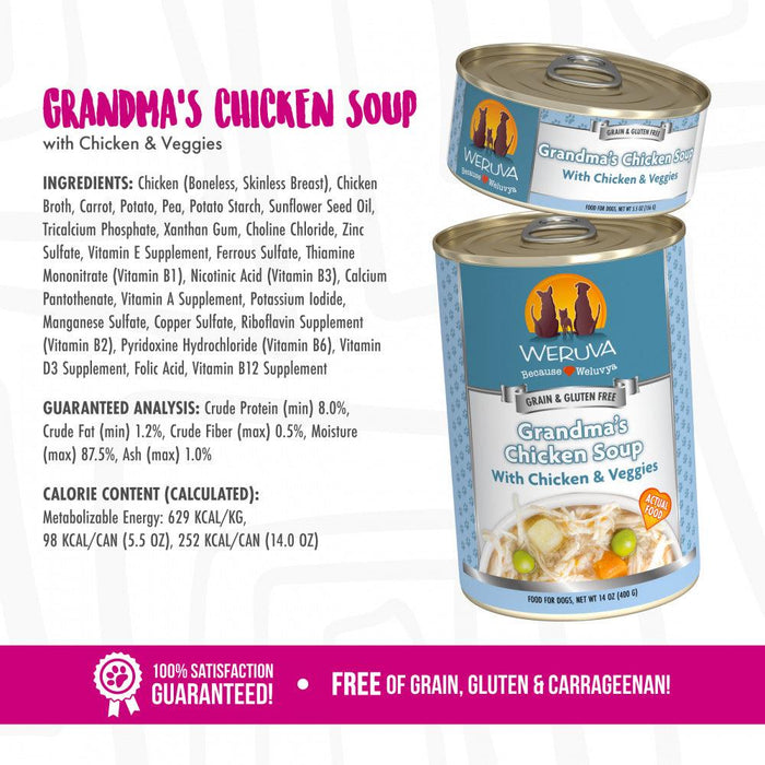 Weruva Grandma's Chicken Soup with Chicken & Veggies Canned Dog Food - 878408004124