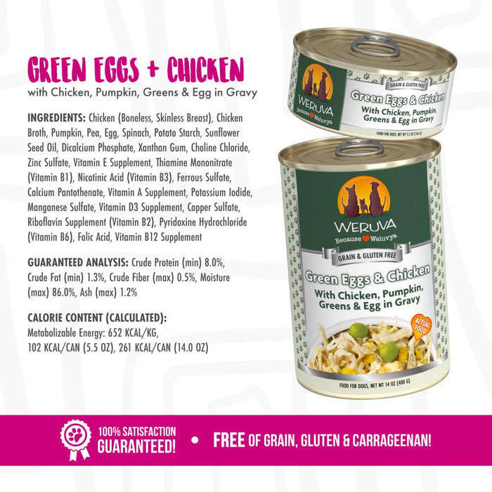 Weruva Green Eggs & Chicken with Chicken, Pumpkin, Greens & Eggs Canned Dog Food - 878408004155