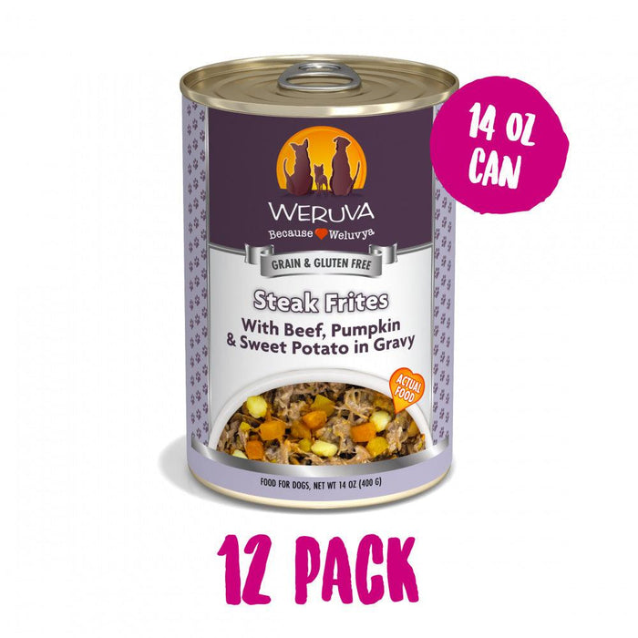 Weruva Steak Frites with Beef, Pumpkin & Sweet Potato in Gravy Canned Dog Food - 878408004186